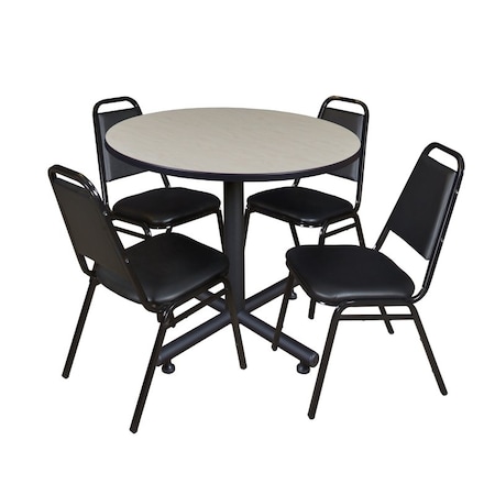 Kobe Kobe Round Table & Chair Set, Wood, Metal, Vinyl Top, Maple TKB36RNDPL29BK